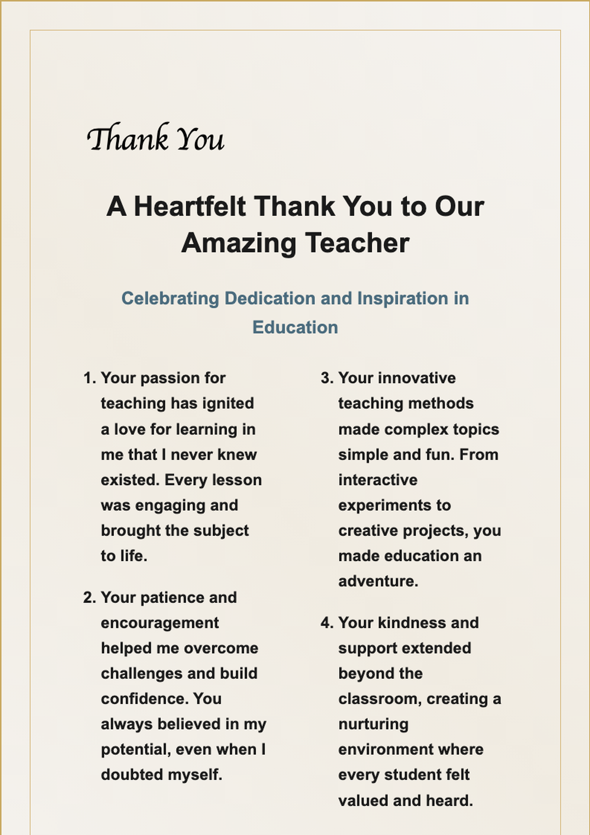 Elegant teacher thank you note for students with floral marble design_variant_3